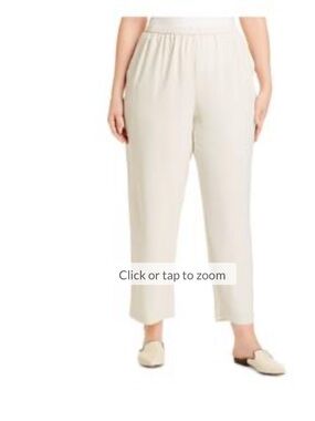 Eileen Fisher Cream Silk Straight Tapered Pants